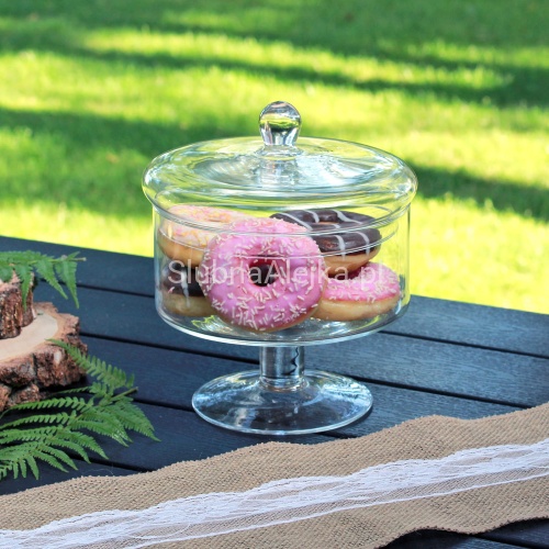 Szklana Bomboniera na Candy Bar z Kuleczką 20cm Φ 17cm
