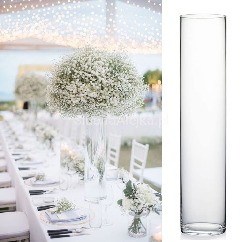 Wazon Szklany Cylinder Mocne Szkło 50cm ϕ 10cm