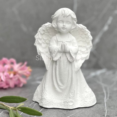 Aniołek Modlący się Figurka Komunijna Biały 14 cm