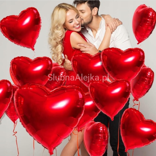 Balon Foliowy Metalizowany Serce Czerwone 45cm