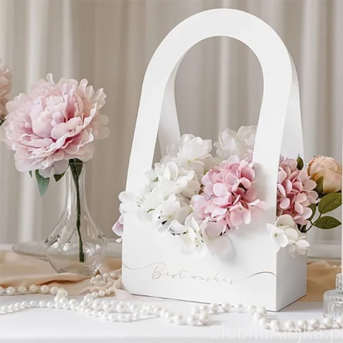 Pudełko na Kwiaty Flowebox Białe Best Wishes 38 cm