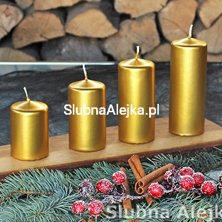 świece ozdobne pieńkowe zestaw 4 szt. złote.jpg