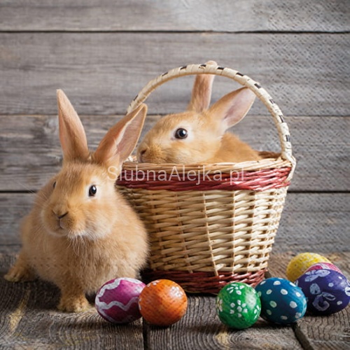 serwetki wielkanocne króliki i koszyk.jpg