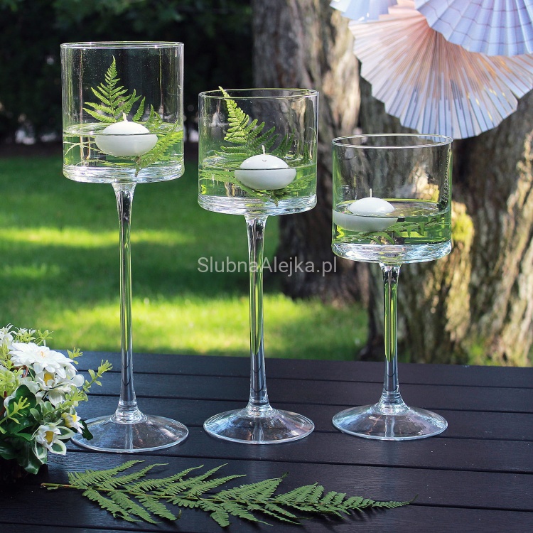 swiecznik szklany na nodze weselny222.jpg
