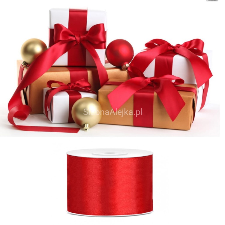 tasiemka satynowa czerwona do pakowania prezentów .jpg