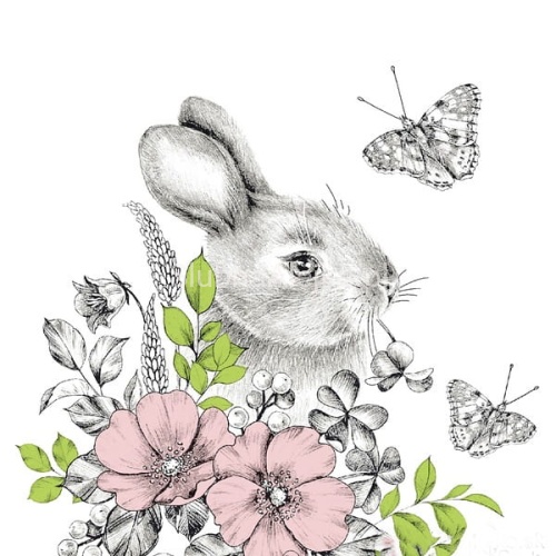 serwetka wielkanocna zajączek i kwiaty.jpg