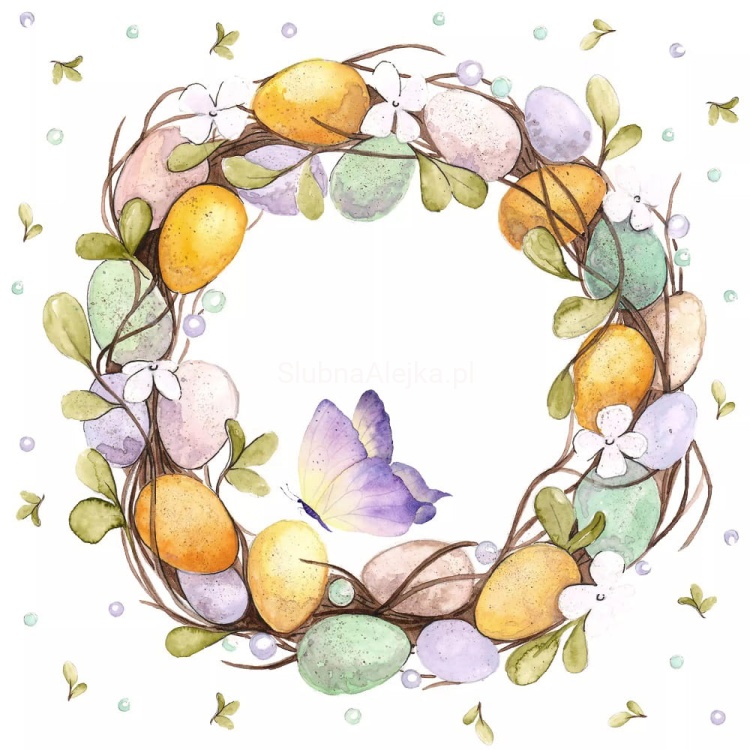 serwetki wielkanocne wianek z jajek i motylek.jpg