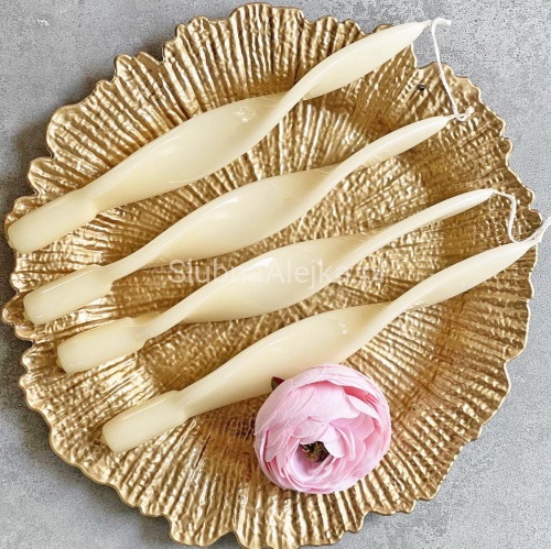 Świece Lakierowane Velvet Kręcone 27cm 4 szt. Ecru 2.jpg