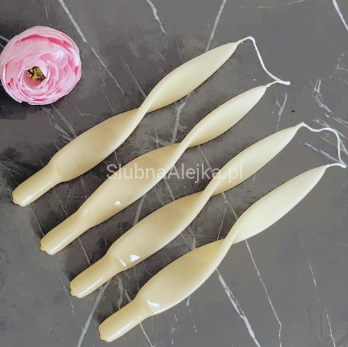 Świece Lakierowane Velvet Kręcone 27cm 4 szt. Ecru.jpg 5.jpg