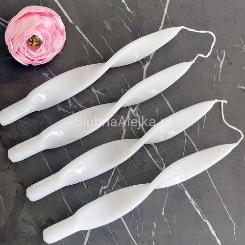 Świece Lakierowane Velvet Kręcone 27cm 4 szt. Białe 33.jpg