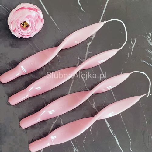 Świece Lakierowane Velvet Kręcone 27cm 4 szt. różowe.jpg