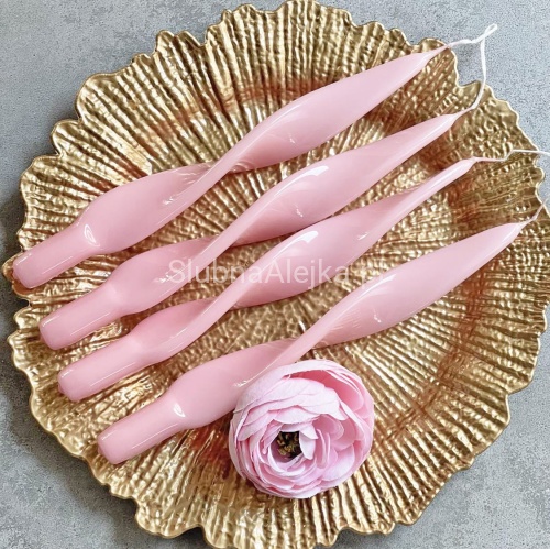 Świece Lakierowane Velvet Kręcone 27cm 4 szt. rozowe 2.jpg