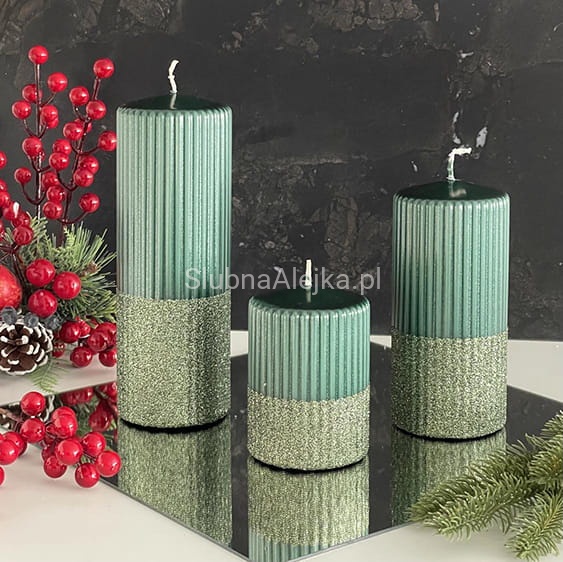 swieca pienkowa swiateczna rylen butelkow zielen 2.jpg