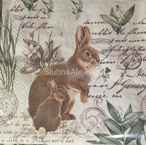 serwetki papierowe brazowe zajaczki wielkanocne.jpg