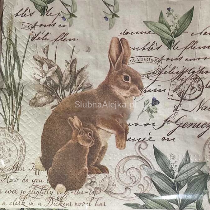 serwetki papierowe brazowe zajaczki wielkanocne.jpg