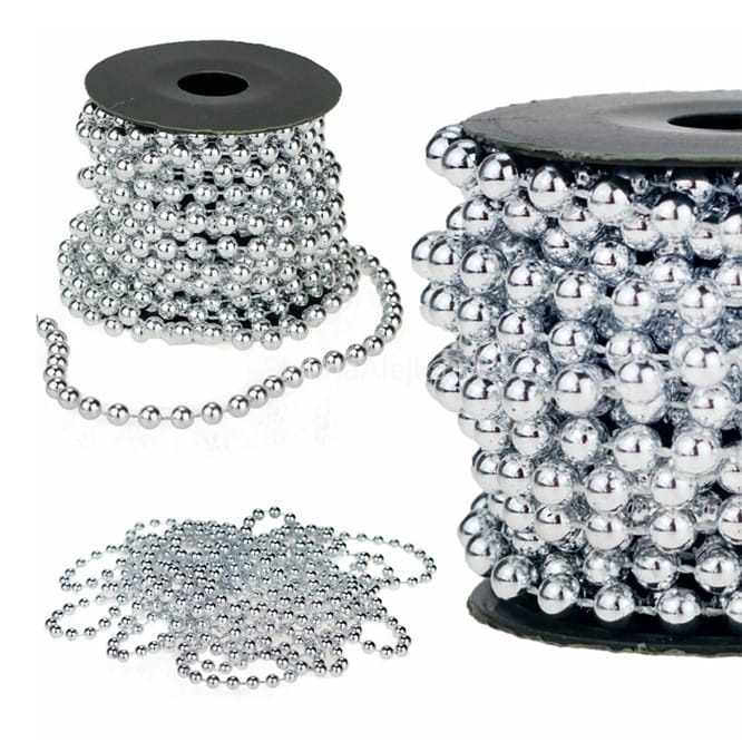 girlanda lancuch na choinkę srebrne koraliki.2.jpg