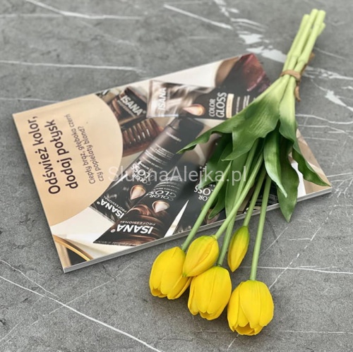 Bukiet Tulipanów Silikonowych 42cm Żółte 5szt..jpg