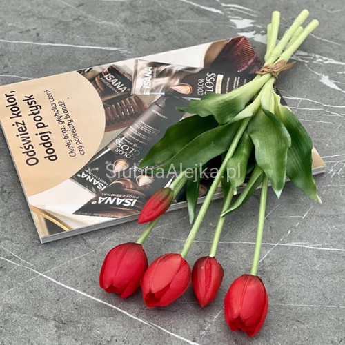 Bukiet Tulipanów Silikonowych 42cm Czerwone 5szt..jpg