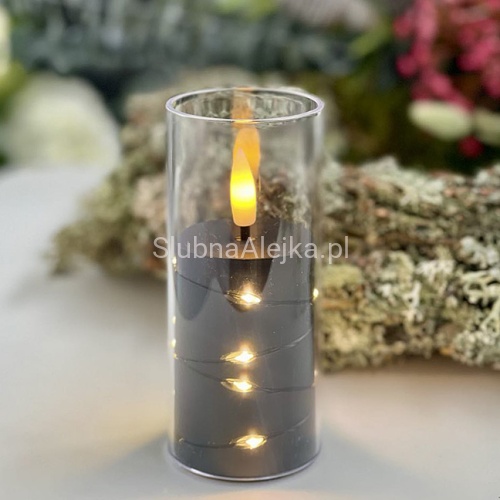 Świeca Bezpłomieniowa LED Girlanda Czarna 12,5 cm ϕ 5,5 cm.jpg
