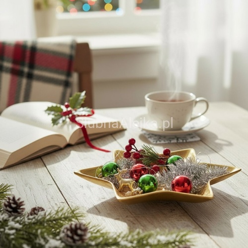 Patera Świąteczna Metalowa Gwiazdka Złota 26 cm.jpg