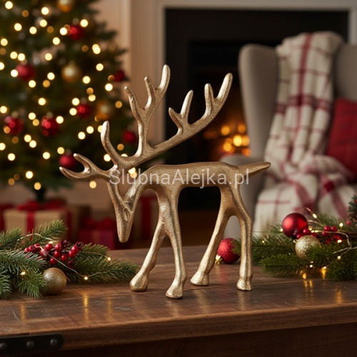 Figurka Metalowa Renifer Złoty Duży 16 cm.jpg