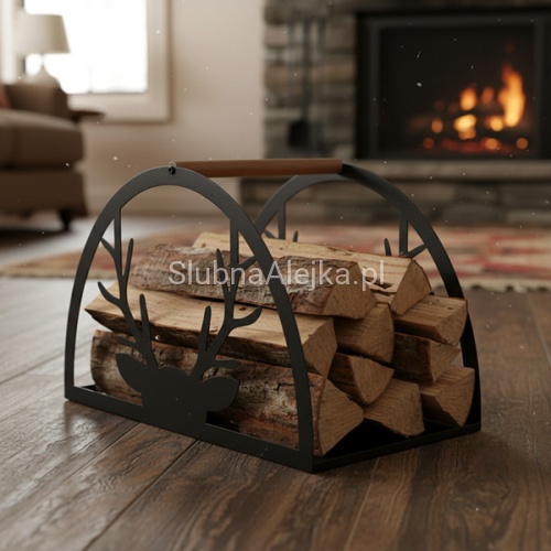 Metalowy Stojak na Drewno z Reniferem 55 x 38cm 2.jpg