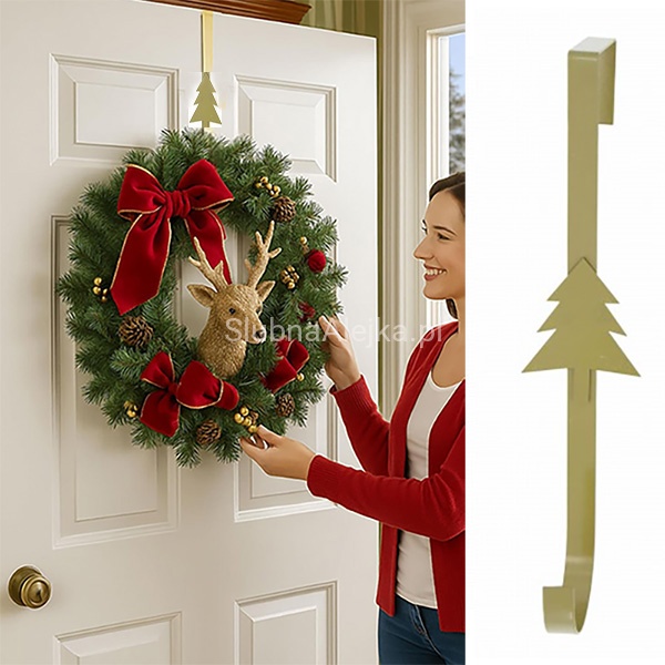 Uchwyt na wianek na drzwi zloty Choinka 28 cm 3.jpg