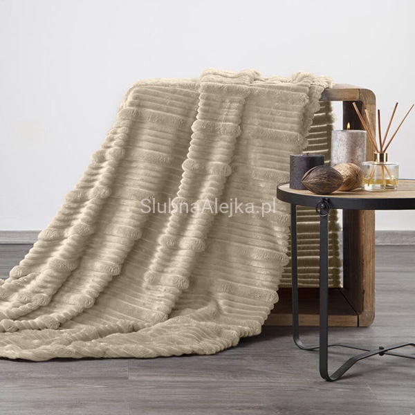 Koc Premium Dwustronny Nina Kremowy 200x200 cm..jpg