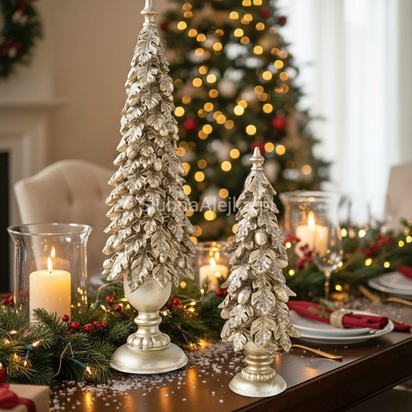 choinka dekoracyjna glamour zlota liscie i zoledzie.jpg