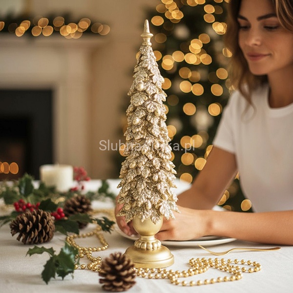 Figurka Dekoracyjna Choinka Złota Glamour.jpg