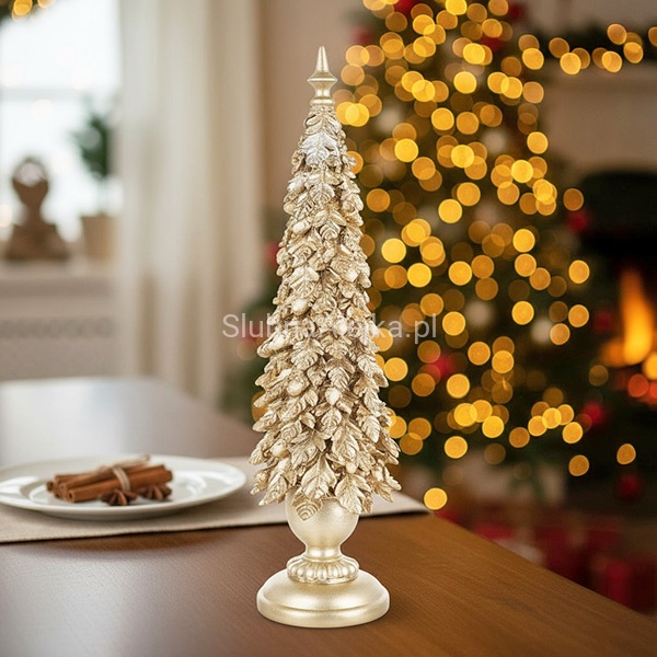 choinka dekoracyjna liscie i zoledzie zlota glamour.jpg