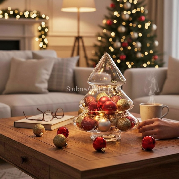 Szklana choinka bombonierka Merry Christmas 34 cm.2.jpg