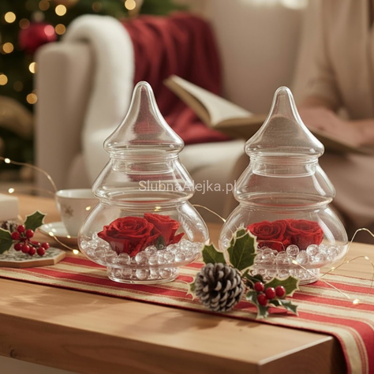 Szklana choinka bombonierka Merry Christmas 34 cm.4.jpg