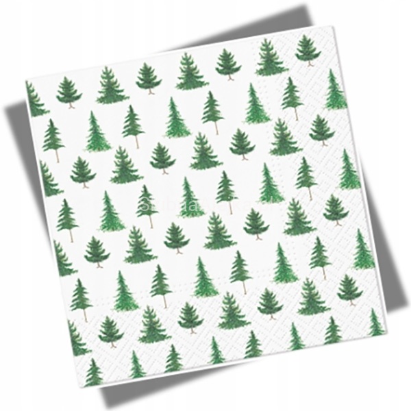 Serwetki papierowe zielone choinki 33x33 cm.jpg