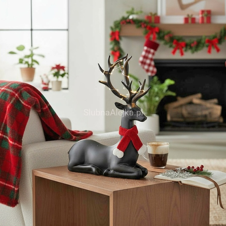 Figurka renifer czarny leżący 20 cm.5.jpg