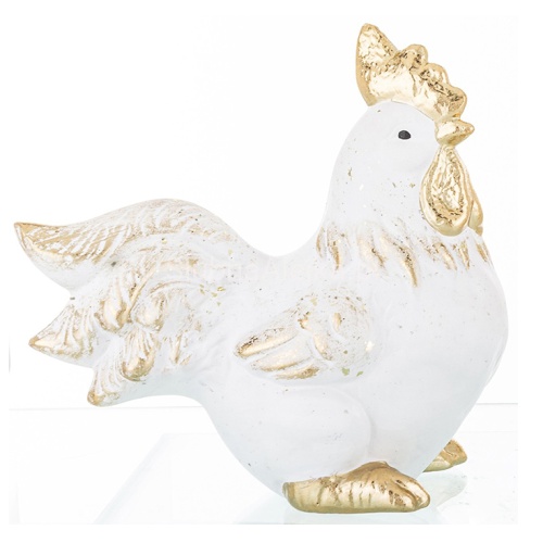 kogut wielkanocny Biało- Złoty figurka dekoracyjna 19x17 cm.jpg