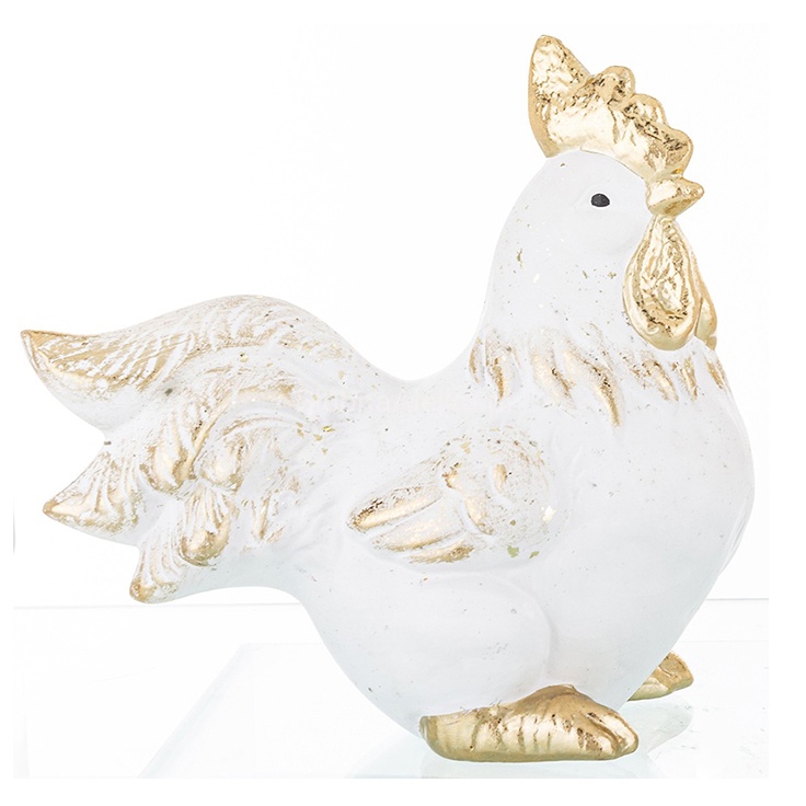 kogut wielkanocny Biało- Złoty figurka dekoracyjna 19x17 cm.jpg