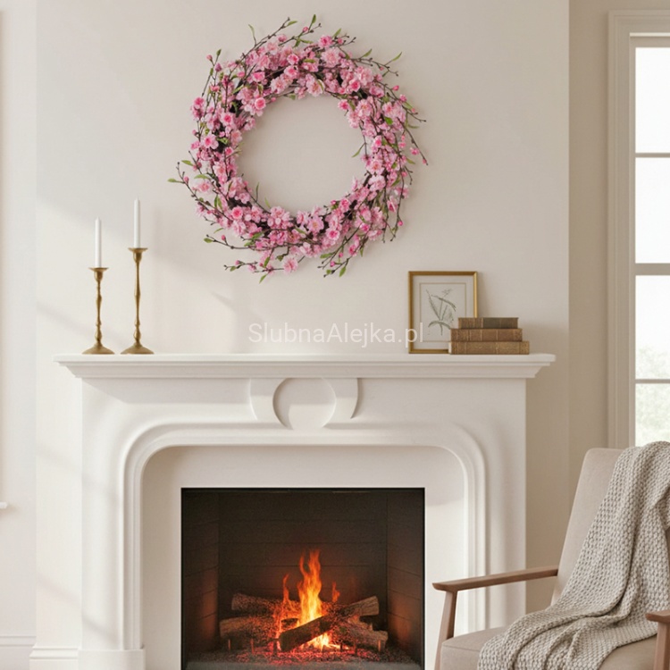Wianek dekoracyjny kwiaty wiśni 62 cm.jpg