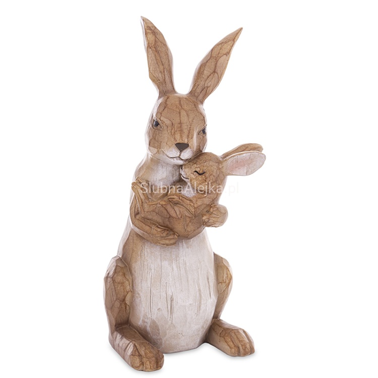 figurka zajac wielkanocny brazowy z malym zajaczkiem.2.jpg