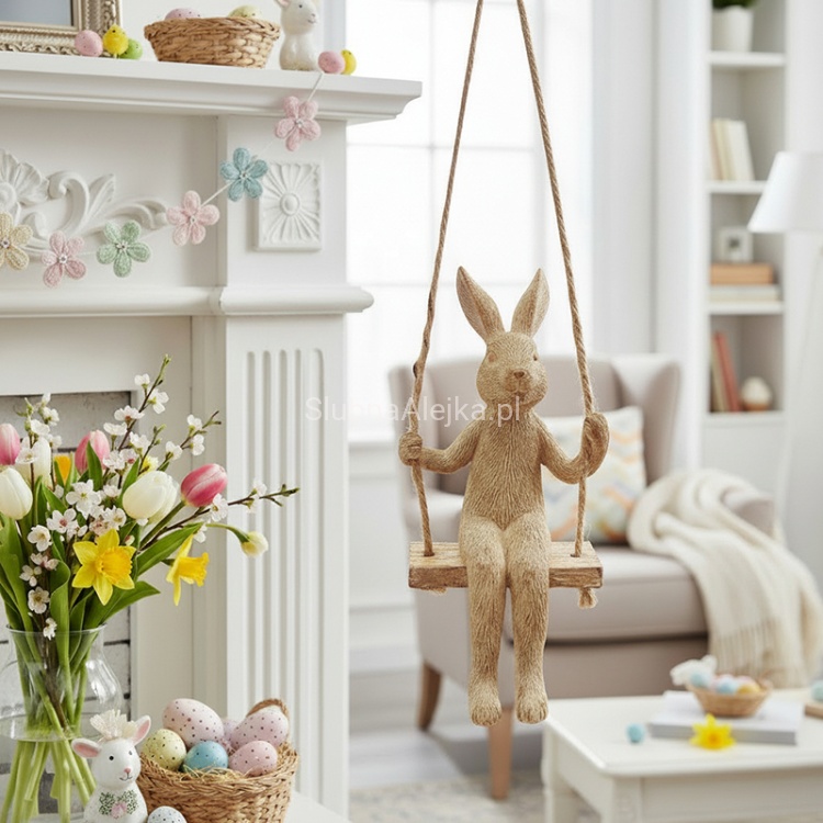 figurka wielkanocna zajac na hustawce 15cm.4.jpg