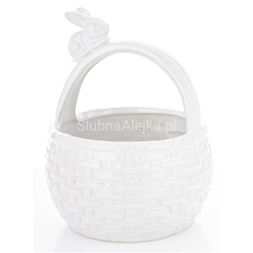 koszyczek wielkanocny biala ceramika z zajaczkiem 16x12cm.jpg