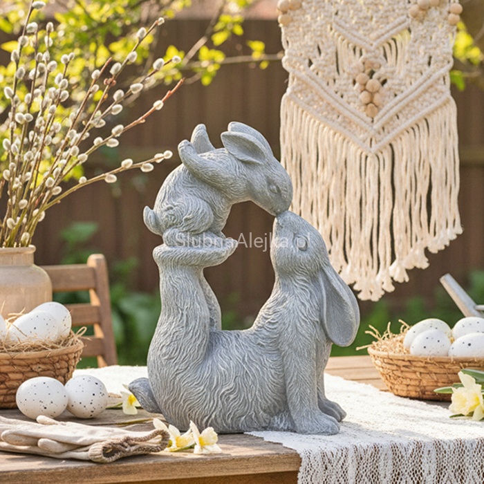 Figurka Wielkanocna Dwa Zajączki Szare 48 cm.44.jpg