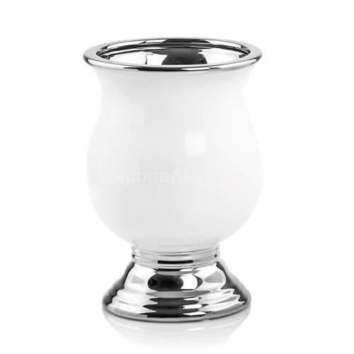 Osłonka z Ceramiki Szkliwionej Amfora Glamour Biało-Srebrny 21 cm.jpg