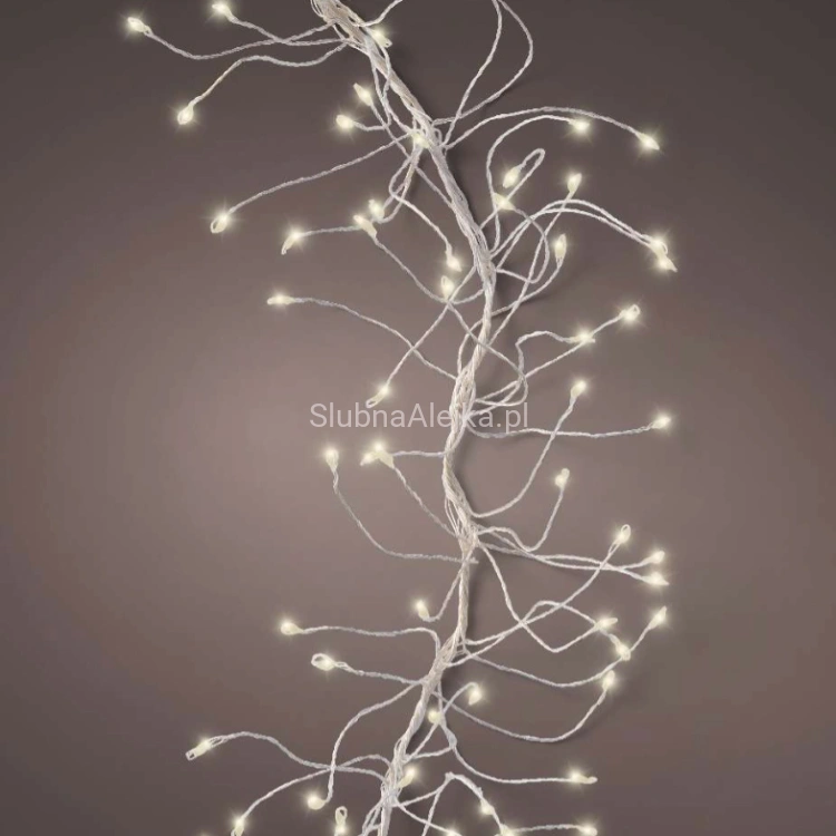 Lampki Choinkowe Cluster Twinkle Micro Wire Lights Ryż 480 LED Ciepły Biały Srebrny Drucik 3m Timer 3.jpg