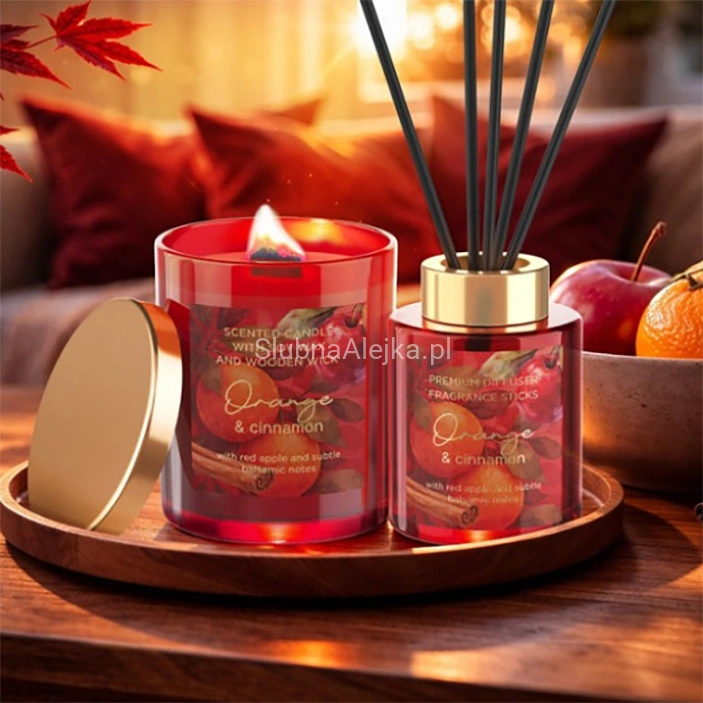 Zestaw Prezentowy Orange & Cinnamon Świeca Sojowa i Dyfuzor.jpg