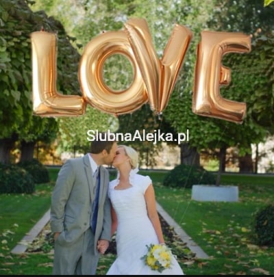 Balony Weselne Litery Napis LOVE Złoty 101cm