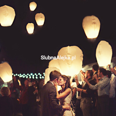 Latający Lampion Szczęścia Owalny Biały na Wesele 37x53x95cm