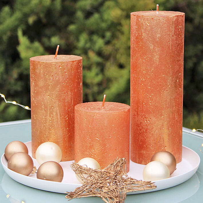Świeca Pieńkowa Rustic BOLSIUS Shimmer Miedziana 8cm