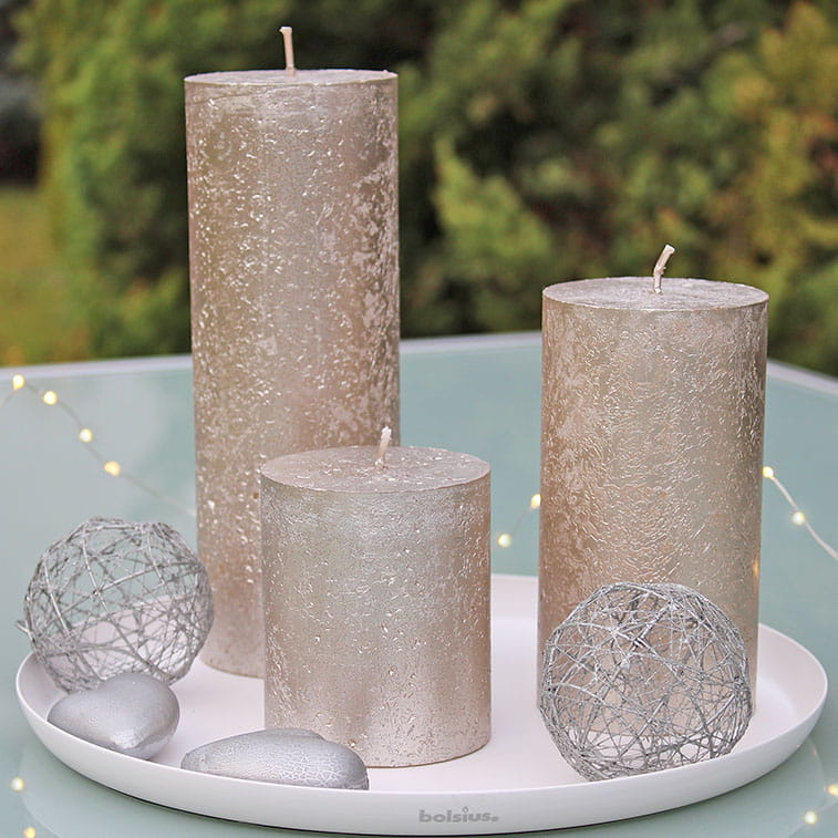 Świeca Pieńkowa Rustic BOLSIUS Shimmer Szampański 19cm