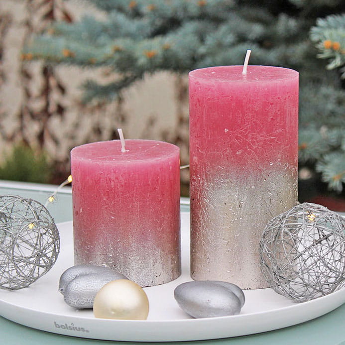 Świeca Pieńkowa Rustic BOLSIUS Sparkling Harmony Ciemnoróżowa 8cm